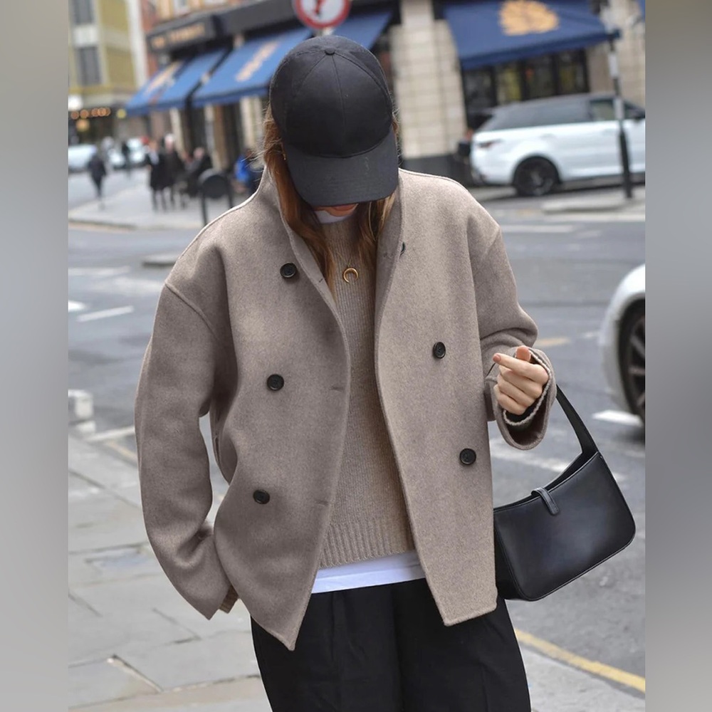 NWT Commense Oversized Button-Down Jacket - Brown/XS - Picture 3 of 5